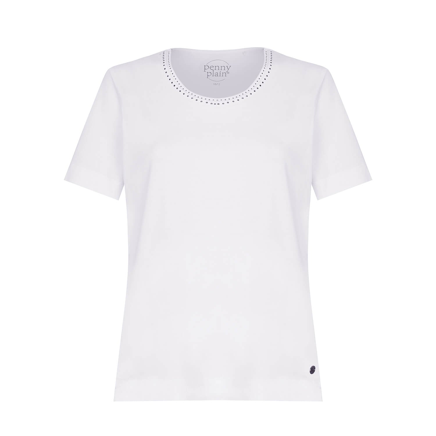 Penny Plain Nail Head Top - White 1 Shaws Department Stores