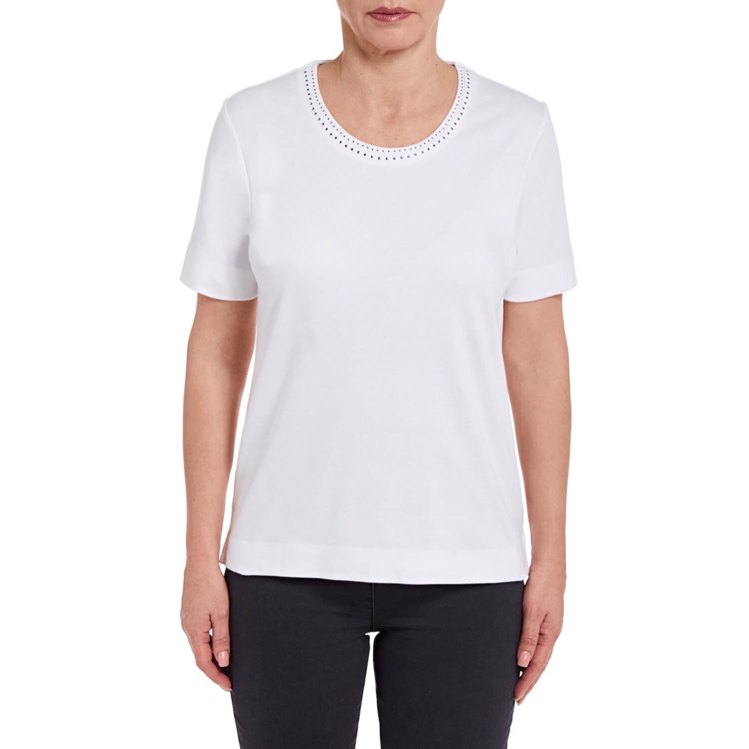 Penny Plain Nail Head Top - White 2 Shaws Department Stores