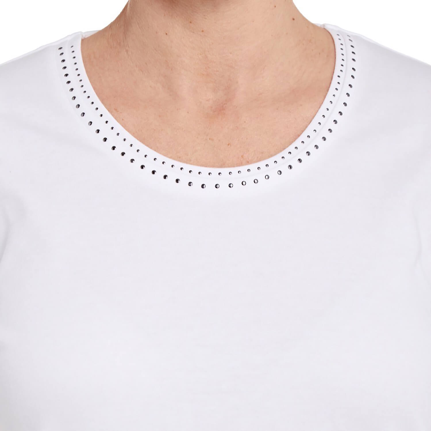 Penny Plain Nail Head Top - White 3 Shaws Department Stores