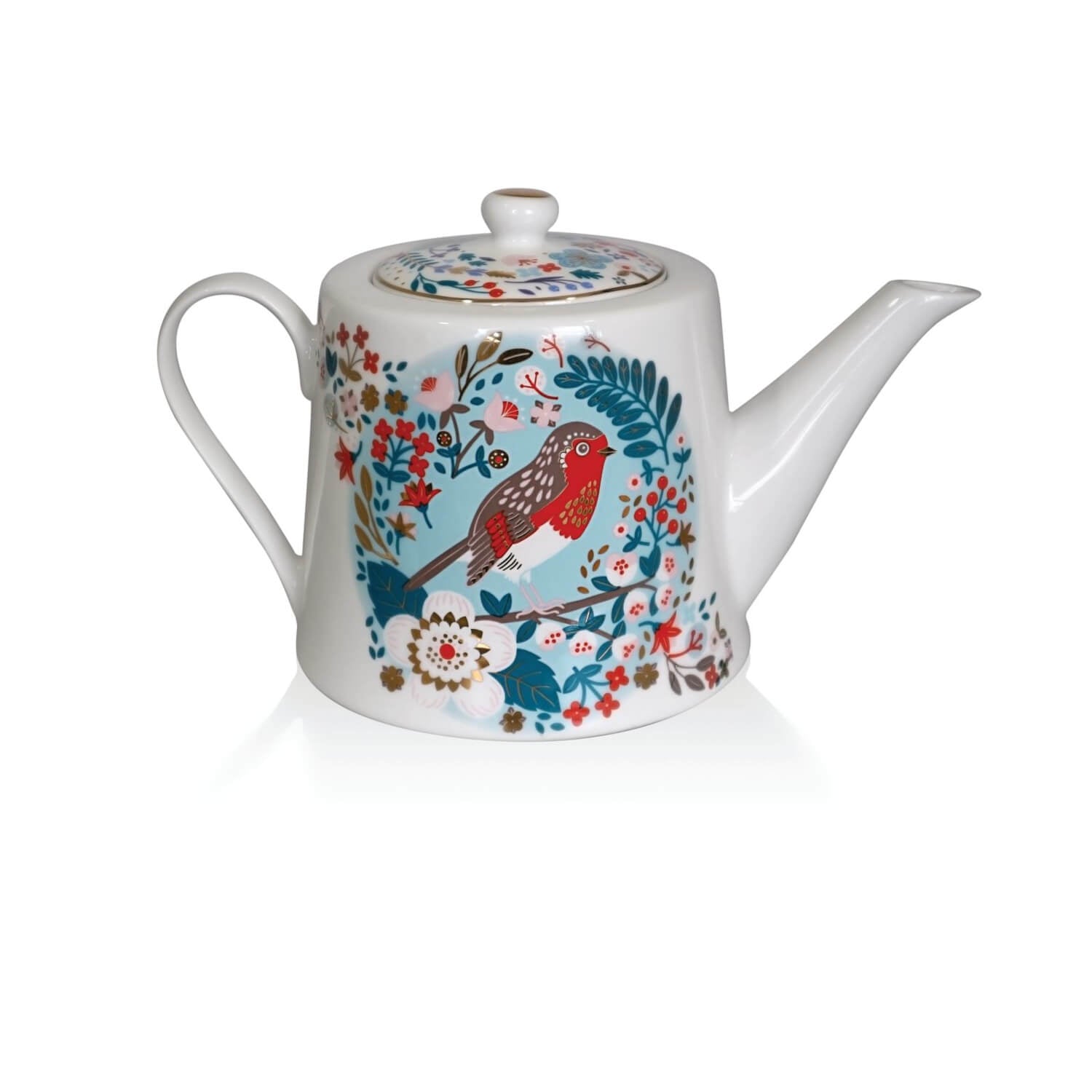 Tipperary Crystal Birdy Robin & Blue Tit Tea Pot 1 Shaws Department Stores