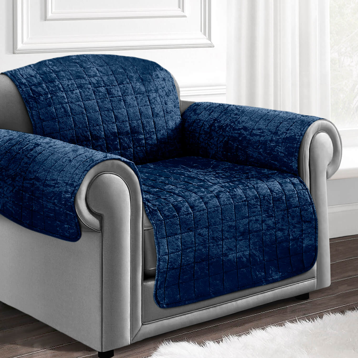 Velosso One Seater Sofa Cover - Navy 1 Shaws Department Stores