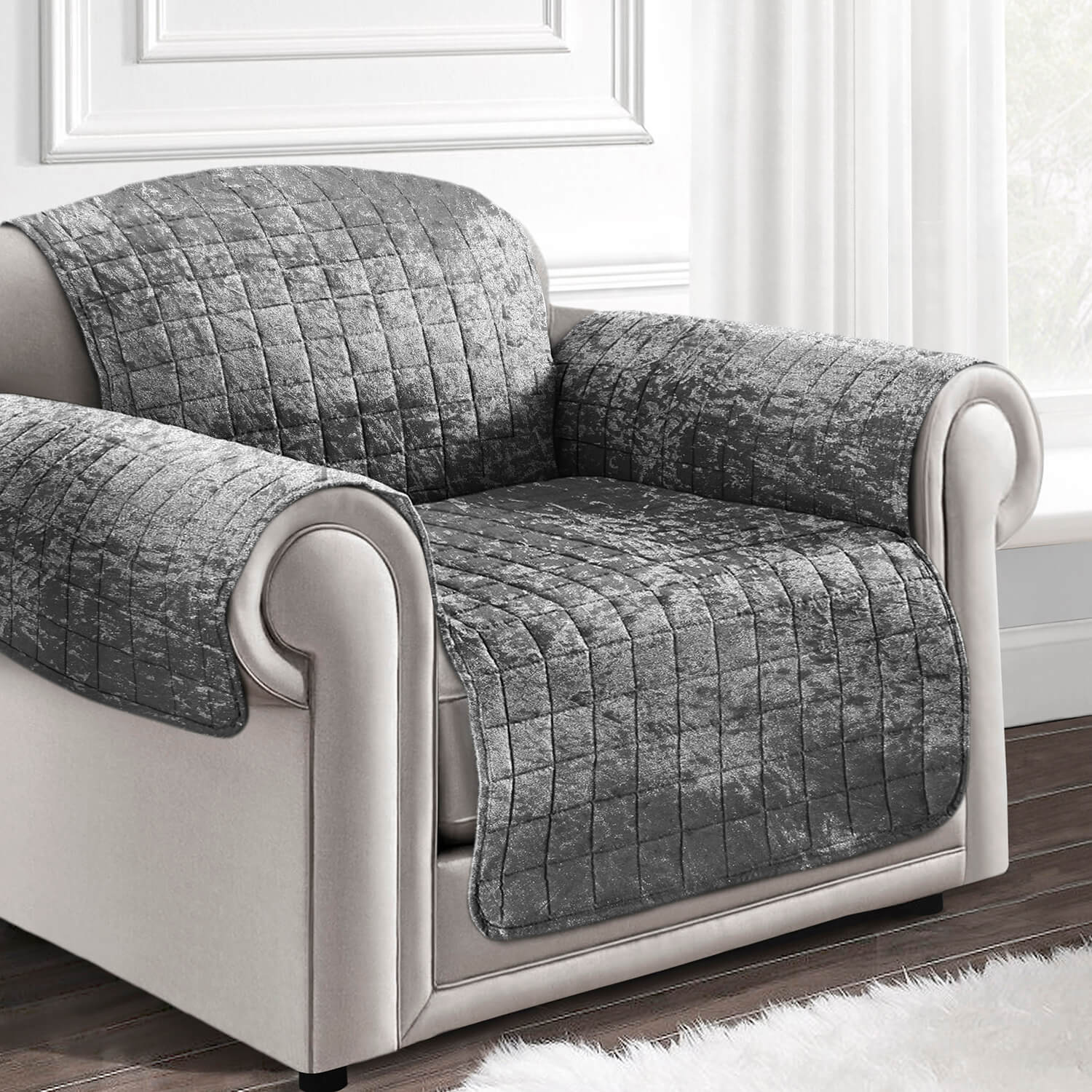 Velosso One Seater Sofa Cover - Silver 1 Shaws Department Stores