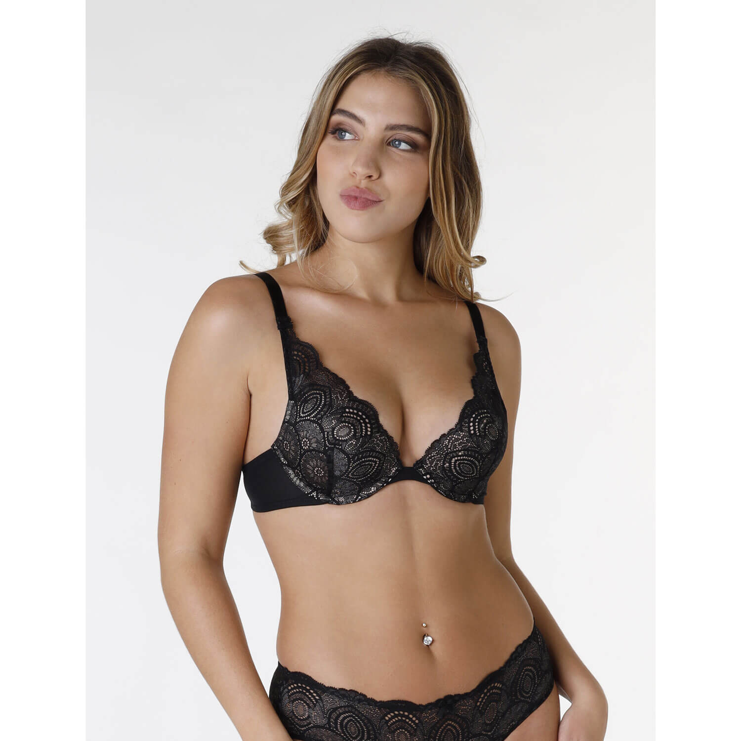 Refined Glamour Cleavage Triangle Under Wire Padded Bra - Black – Shaws  Department Stores