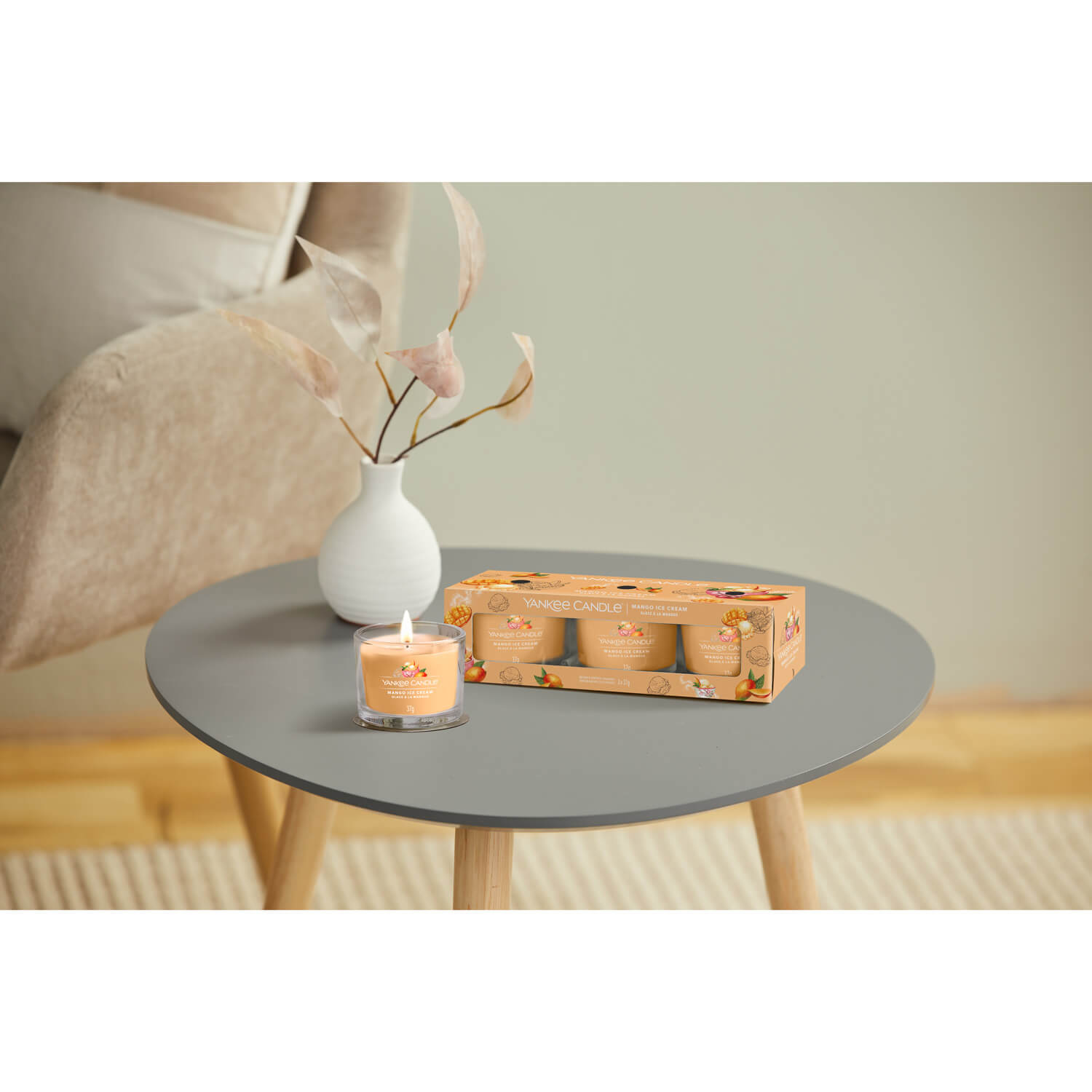 Yankee Candle Mango Ice Cream - 3 pack votive set 4 Shaws Department Stores