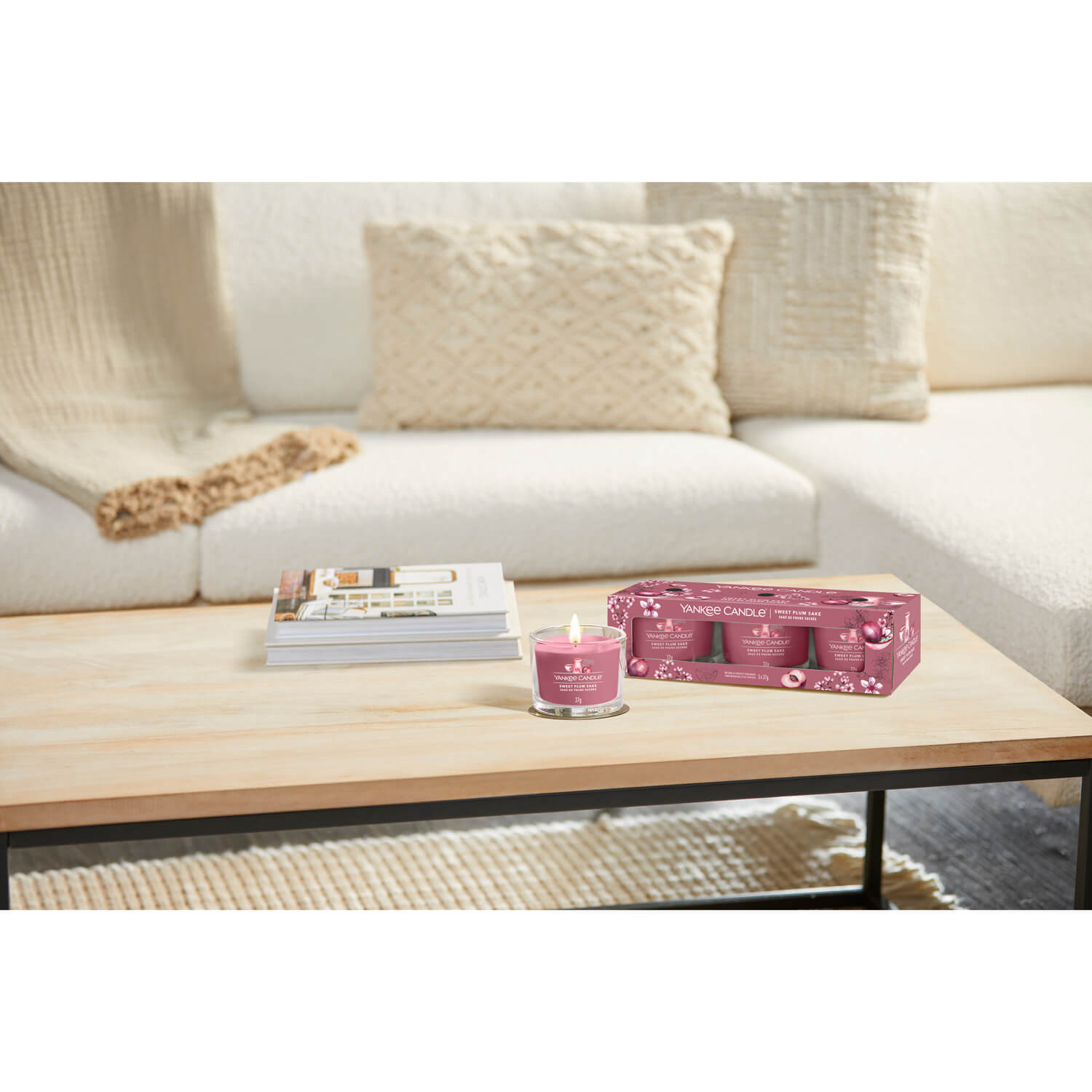 Yankee Candle Sweet Plum Sake - 3 pack votive set 5 Shaws Department Stores