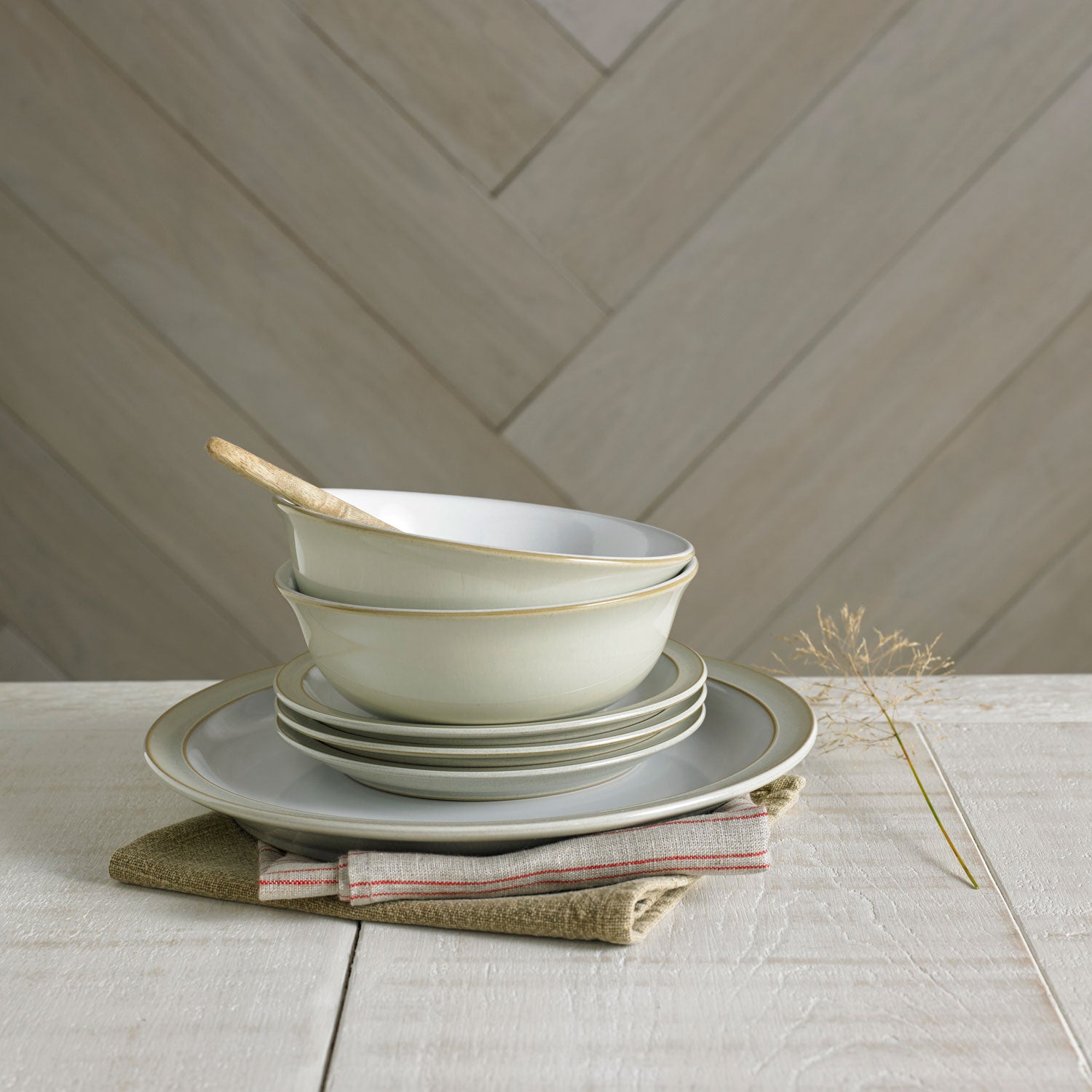 Denby 12 Piece Tableware Set - Linen 2 Shaws Department Stores