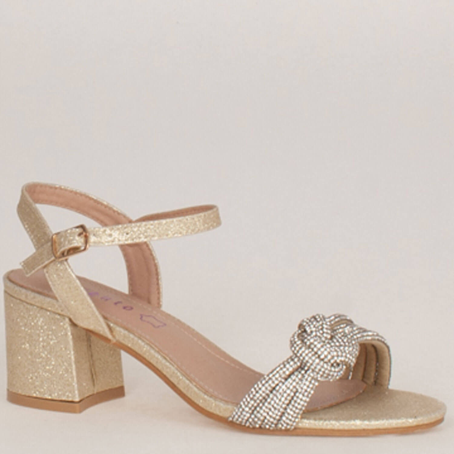 Metallic block heel clearance sandals