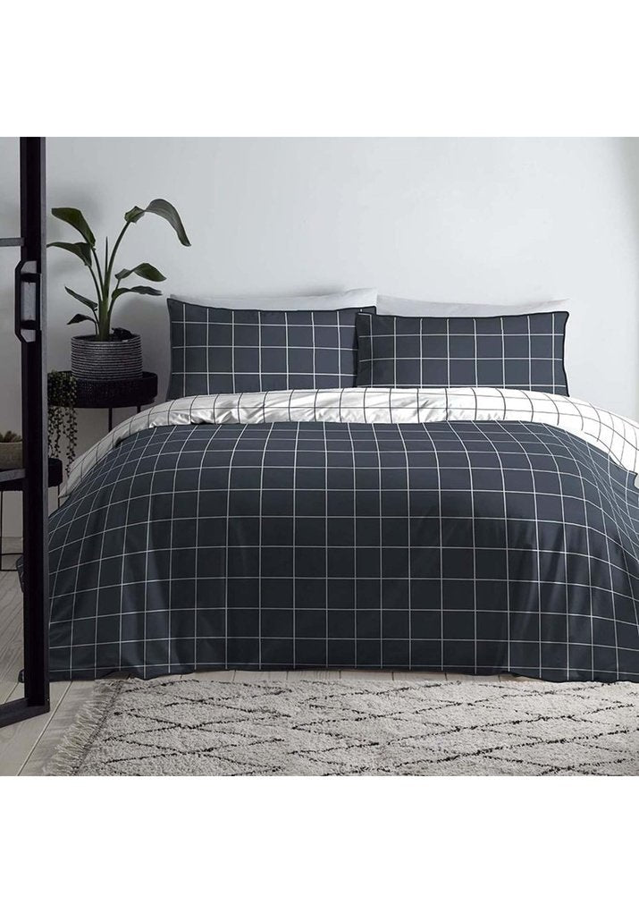 Appletree Harvard Check Duvet Cover - Navy 1 Shaws Department Stores
