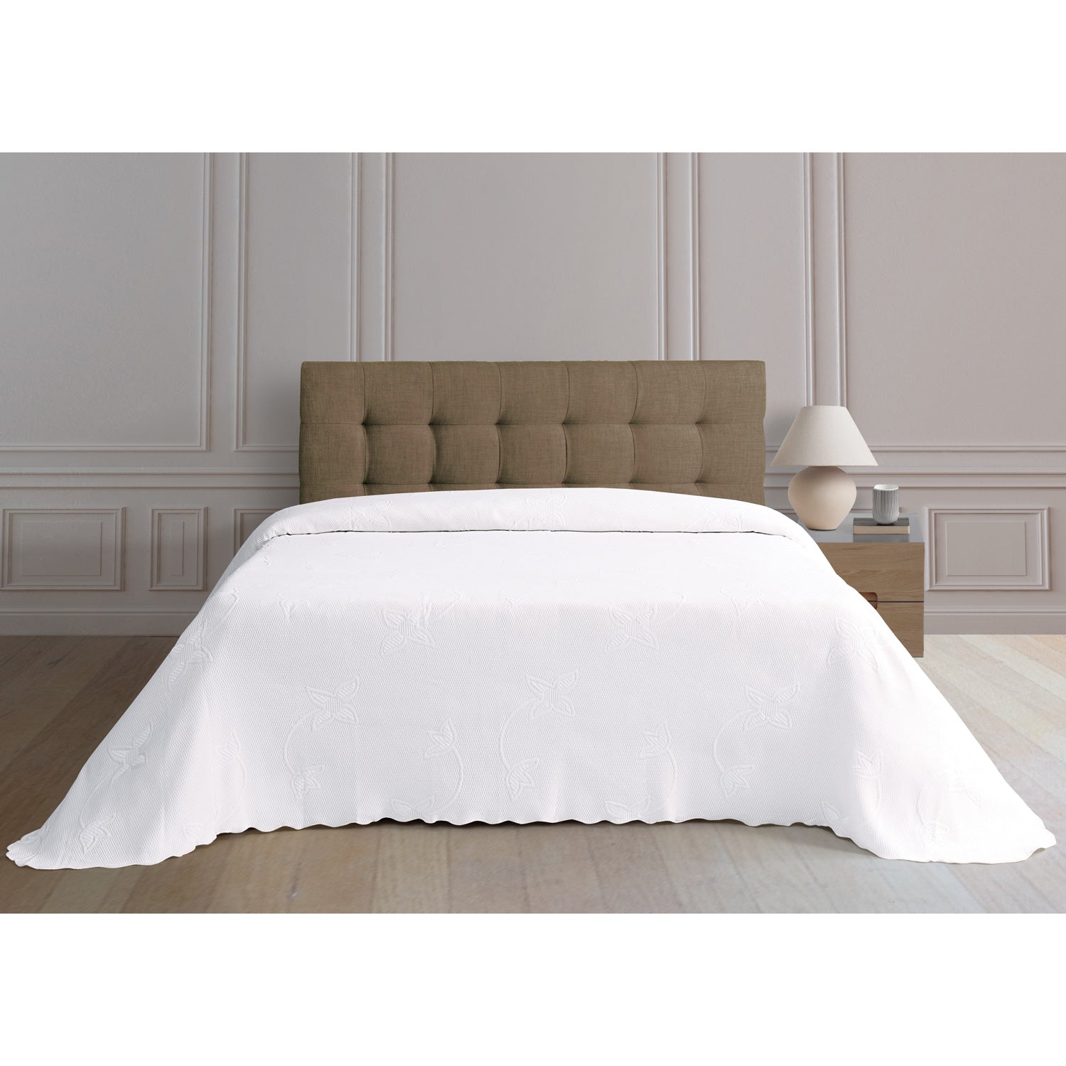 The Home Collection Caprice Bedspread - Double - White 1 Shaws Department Stores