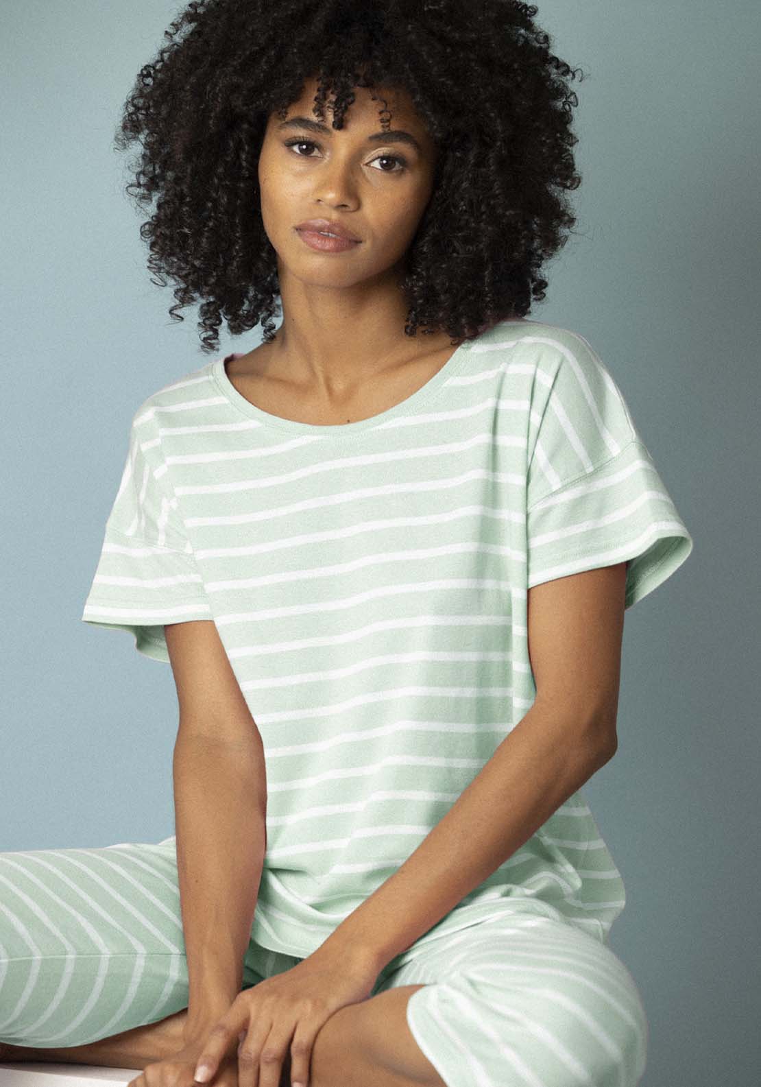 Adams Short Sleeve Pajamas for Women - Green 1 Shaws Department Stores