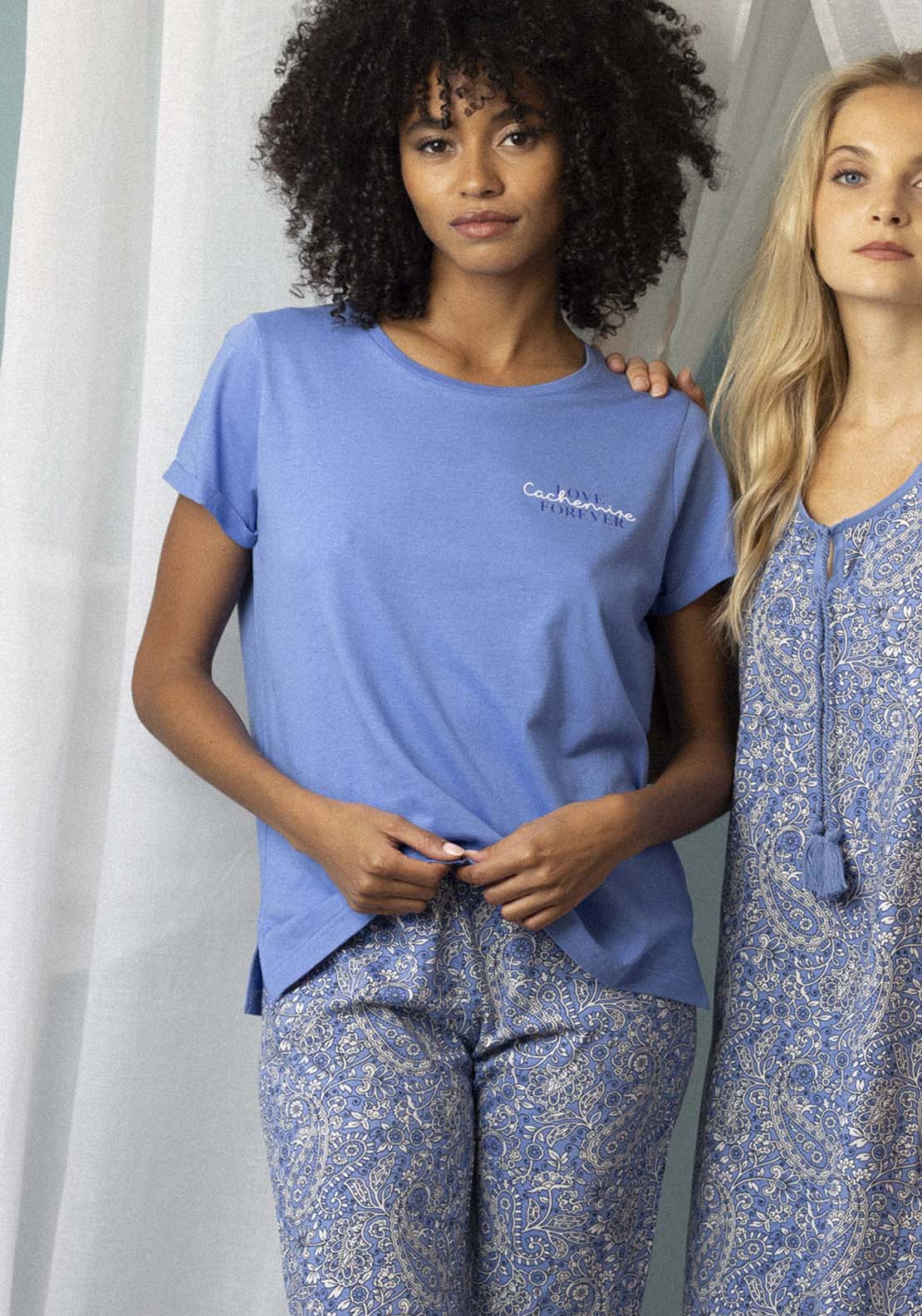 Adams Love Cashmere Short Sleeve Pajamas - Blue 1 Shaws Department Stores
