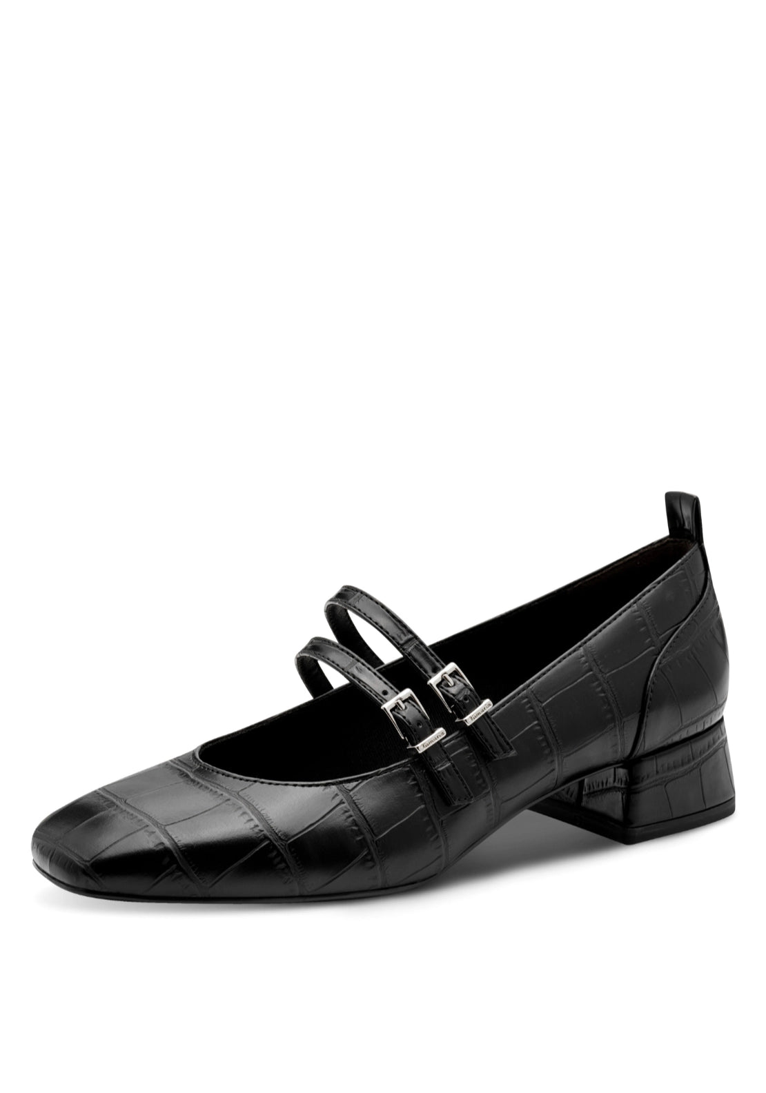 Low Heel Mary Jane - Black Croco