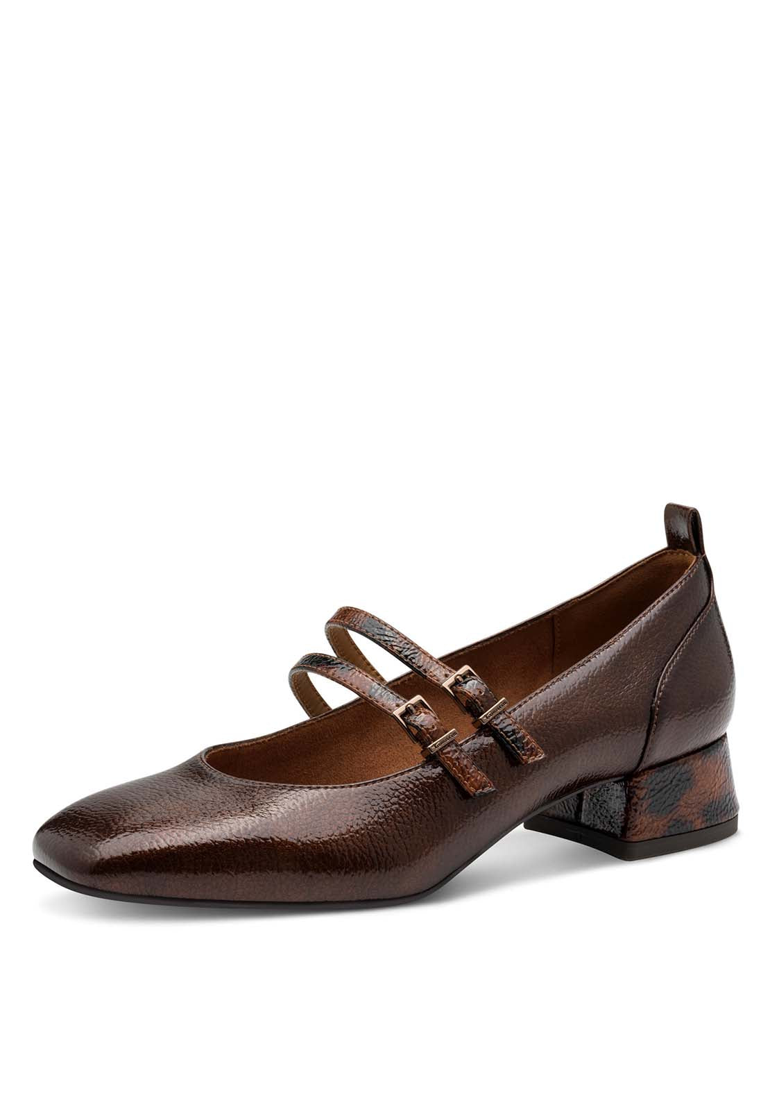 Tamaris 2 Strap Low Mary Jane - Brown Combi 3 Shaws Department Stores