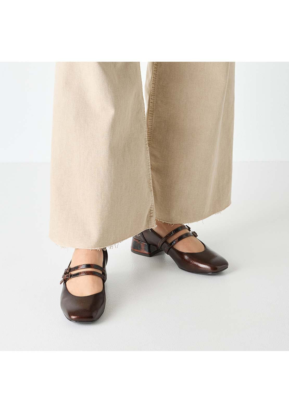 Tamaris 2 Strap Low Mary Jane - Brown Combi 7 Shaws Department Stores