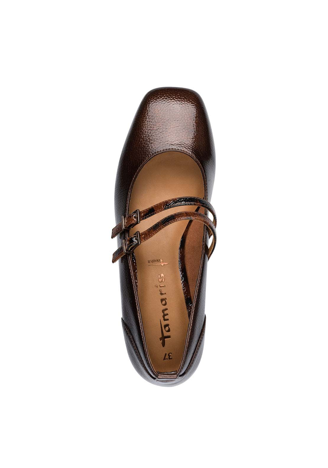 Tamaris 2 Strap Low Mary Jane - Brown Combi 5 Shaws Department Stores