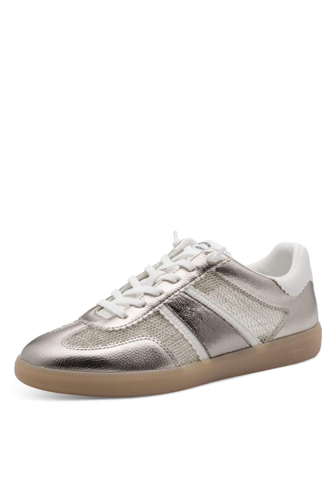Tamaris Metallic Gum Sole Trainer - Platnium 1 Shaws Department Stores