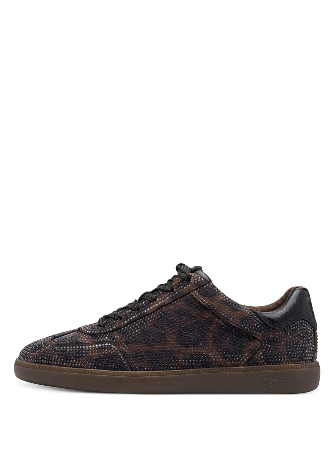 Tamaris Diamante Bling Flat Gum Sole - Mocca Leopard 2 Shaws Department Stores