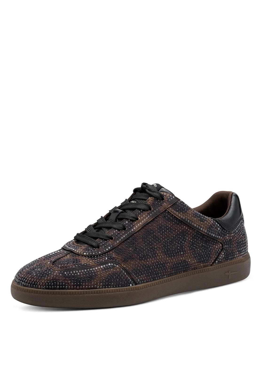 Tamaris Diamante Bling Flat Gum Sole - Mocca Leopard 3 Shaws Department Stores