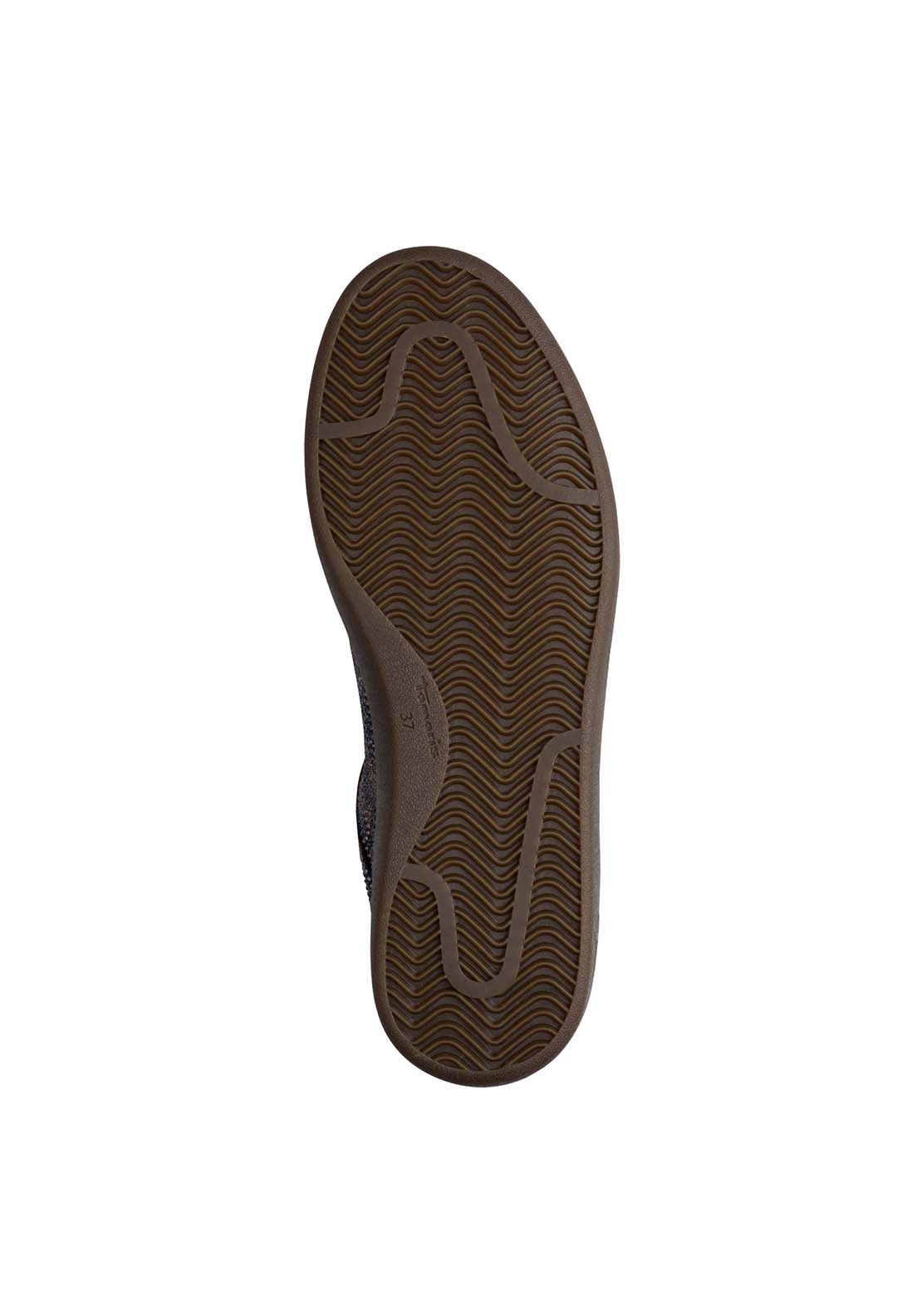 Tamaris Diamante Bling Flat Gum Sole - Mocca Leopard 6 Shaws Department Stores