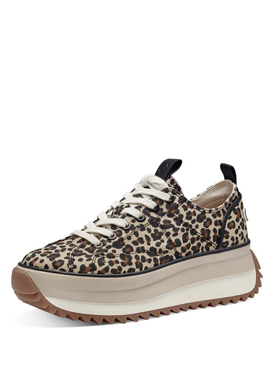Tamaris High Platform Trainer - Leopard Print 1 Shaws Department Stores