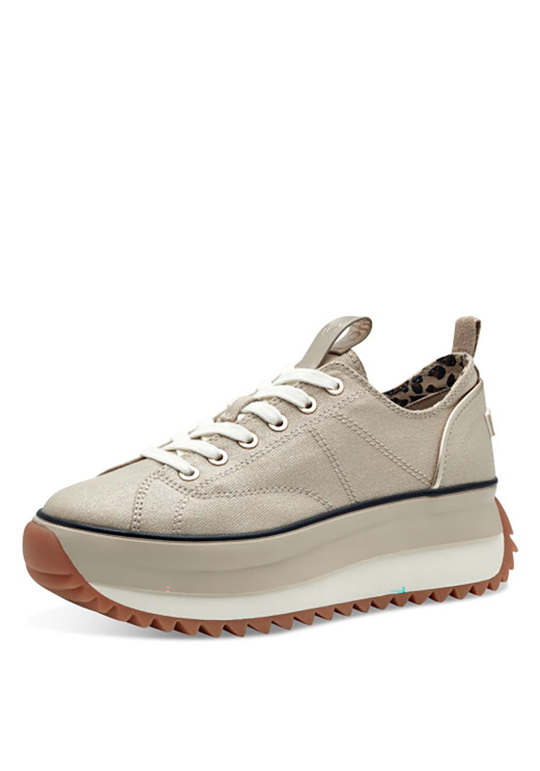 Tamaris High Platform Trainer - Light Gold 1 Shaws Department Stores