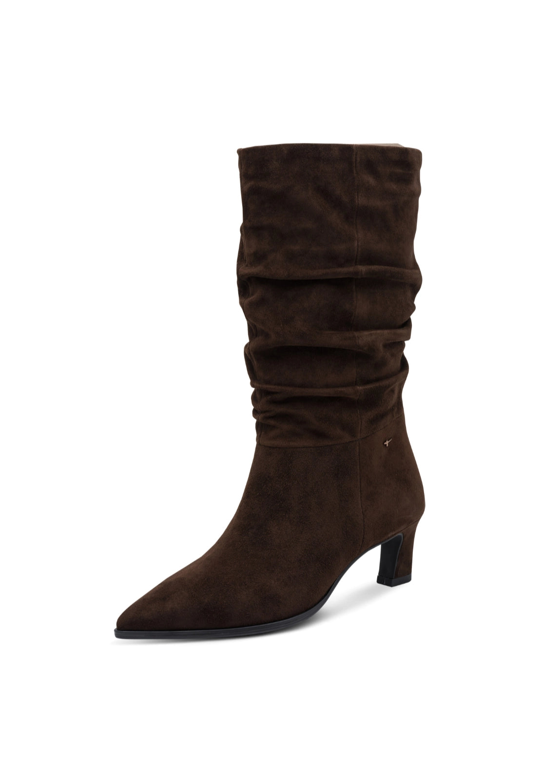 Slouched Suede Heeled Boot - Mocca