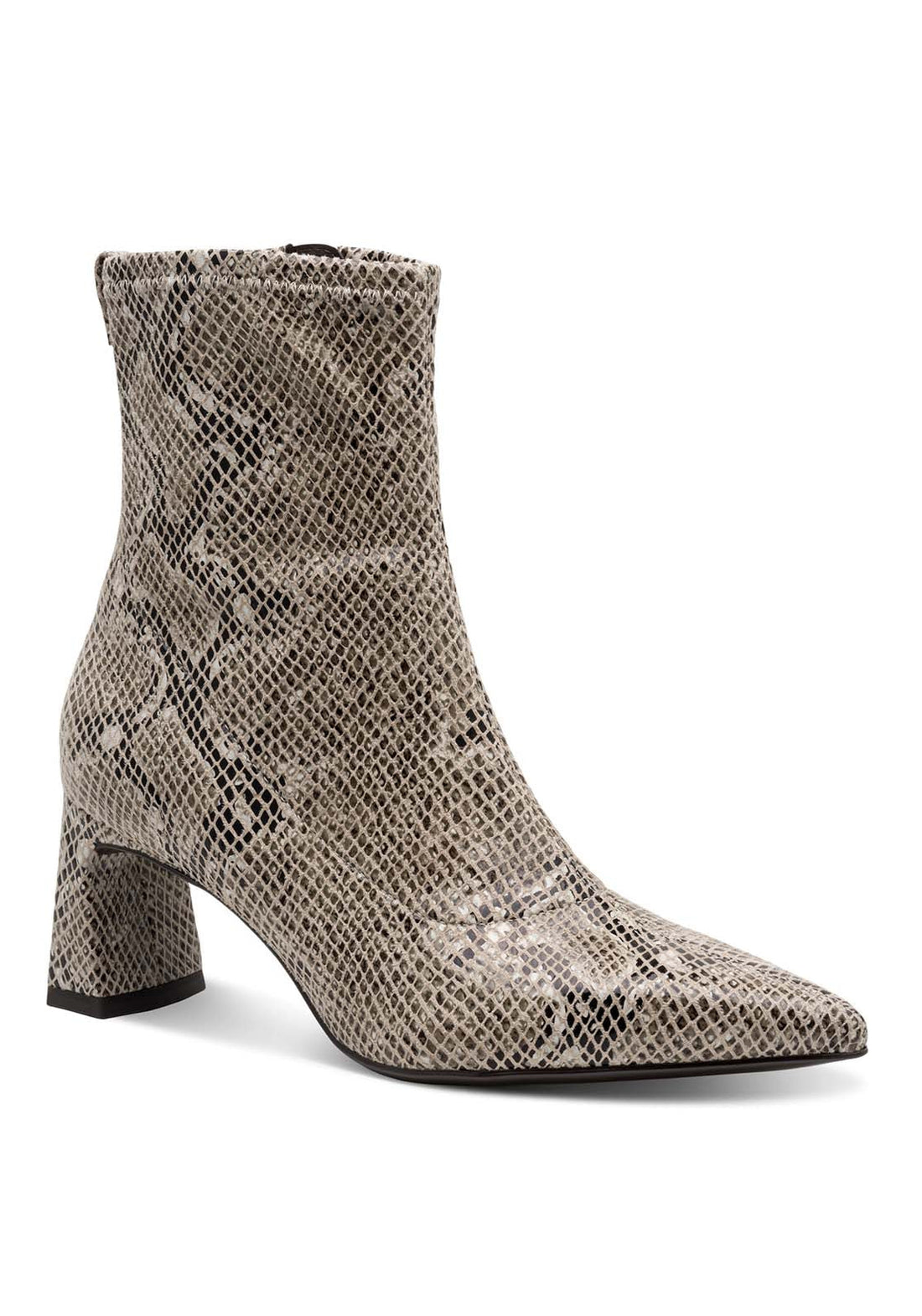 Heeled Snakeskin Sock Boots Beige