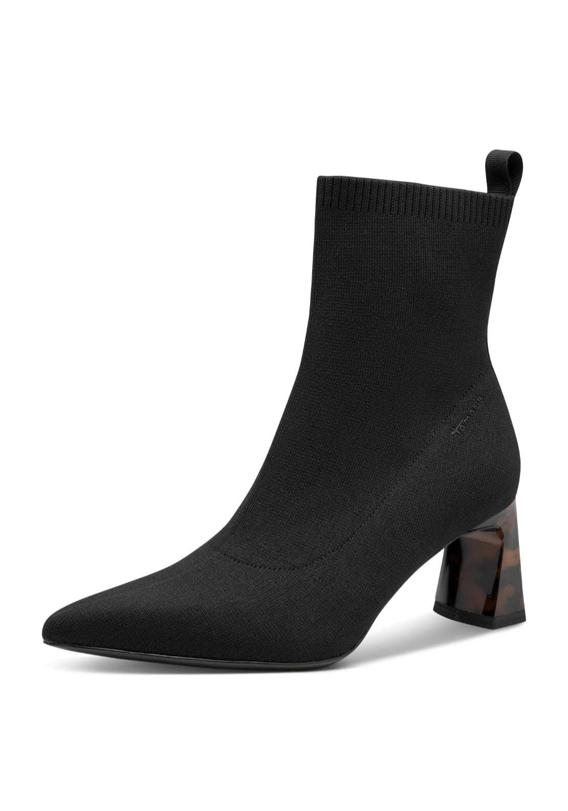 Sock Boot Leopard Heel - Black