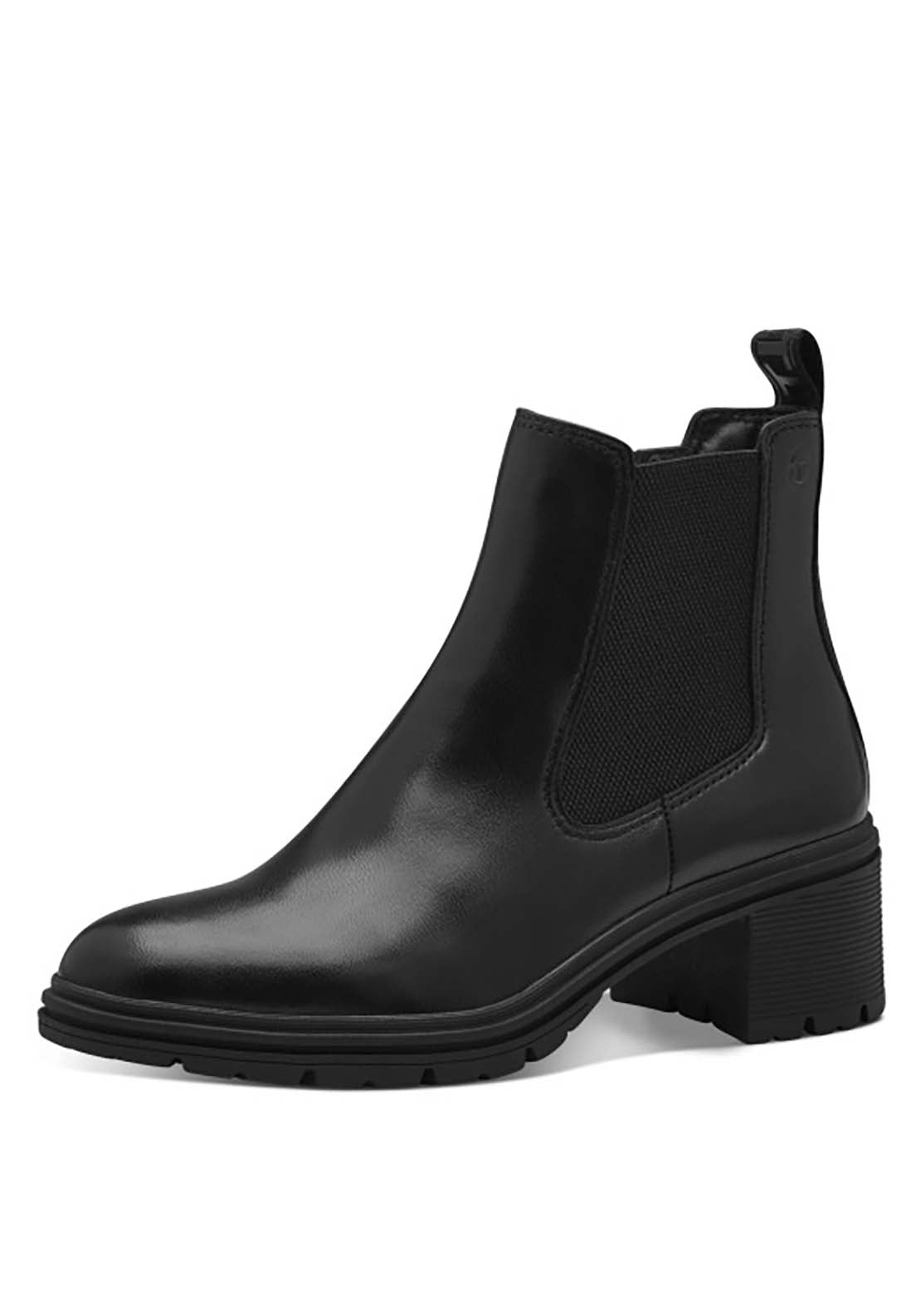 Tamaris Heeled Chelsea Boot - Black 1 Shaws Department Stores