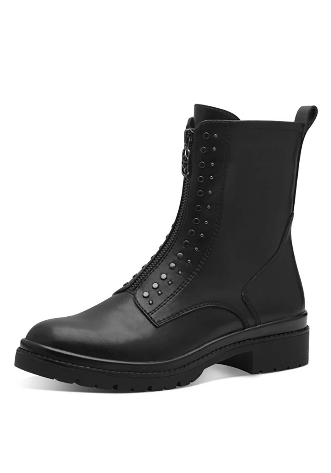 Tamaris Zip Front Boot Stud Detail - Black 1 Shaws Department Stores