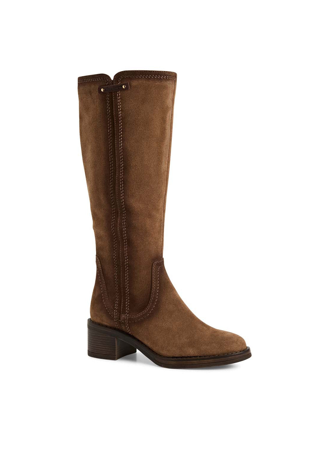 Tamaris Flat Suede Knee High Boots - Brown 1 Shaws Department Stores