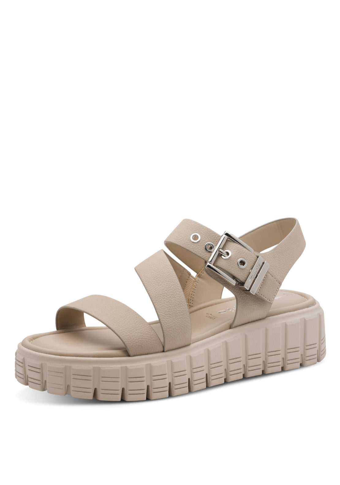Tamaris Triple Strap Chunky Sandal - Taupe 1 Shaws Department Stores
