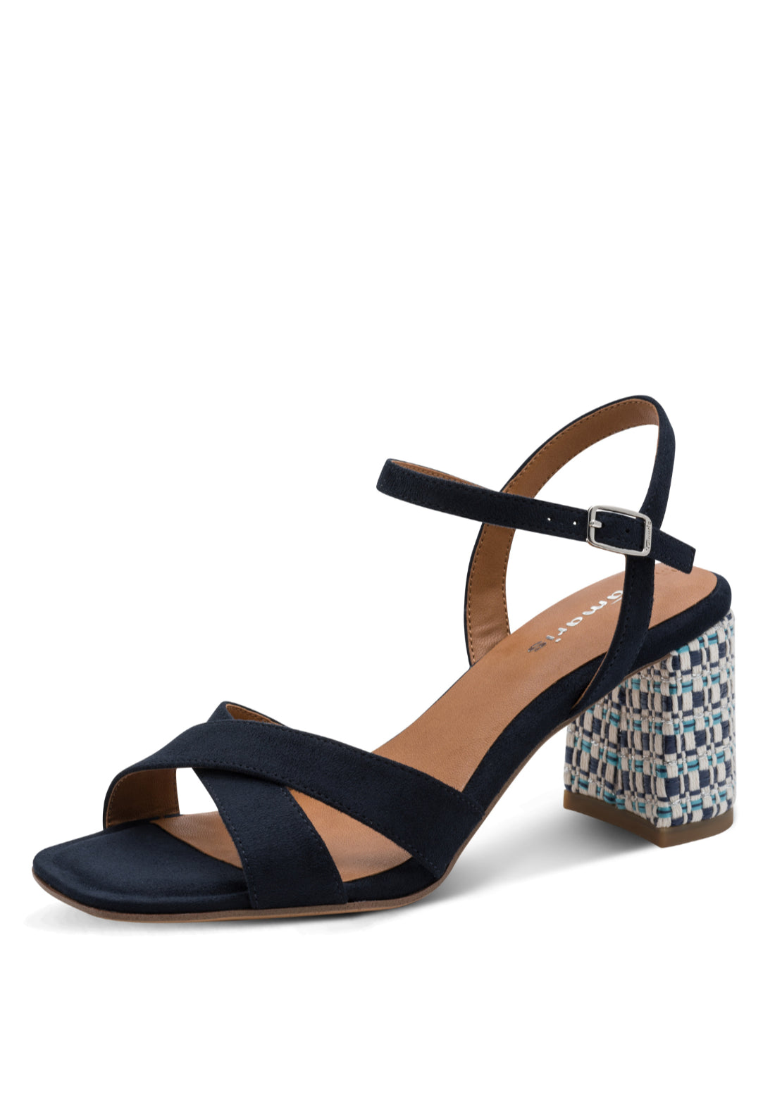 Tamaris Heel Detail Sandal - Navy Comb 1 Shaws Department Stores