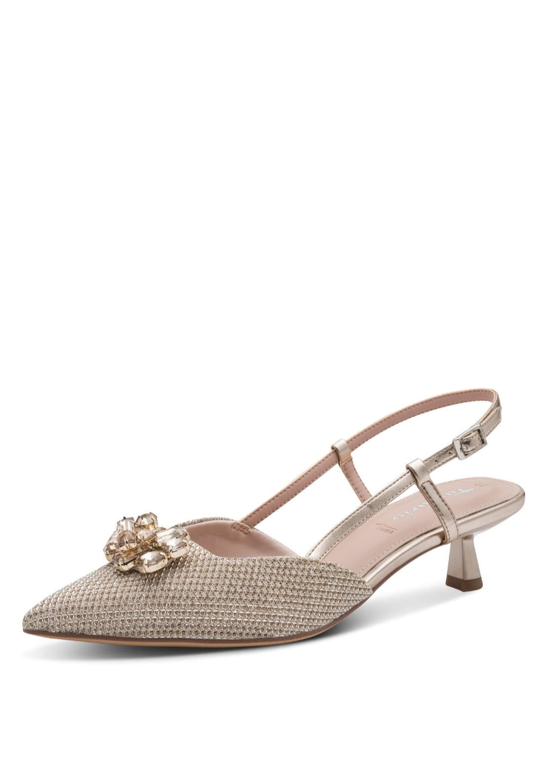 Tamaris Jewel Slingback Heel - Pearl Glam 1 Shaws Department Stores