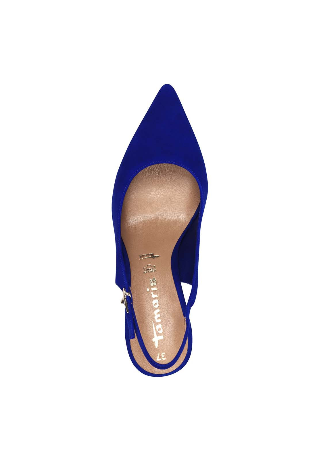 Tamaris Sling Back Heeled Shoe - Royal Blue 3 Shaws Department Stores