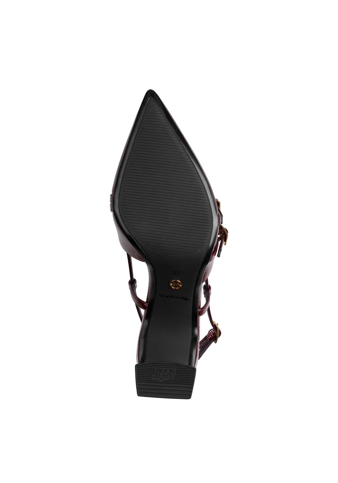 Tamaris Double Strap Slingback - Merlot 6 Shaws Department Stores