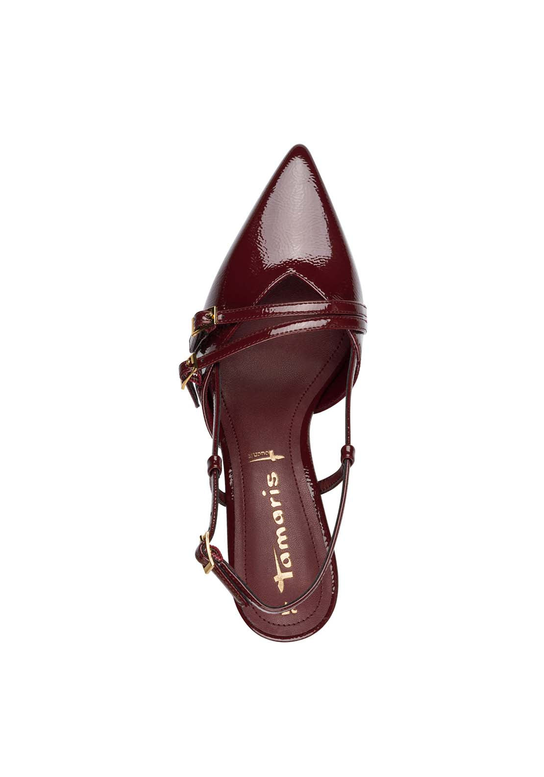 Tamaris Double Strap Slingback - Merlot 5 Shaws Department Stores
