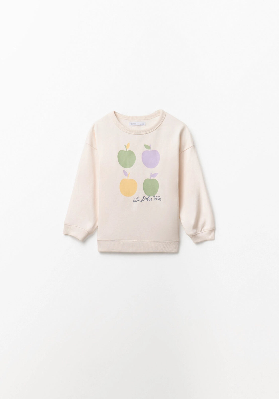 Round Neck Printed Sweatshirt - Cream