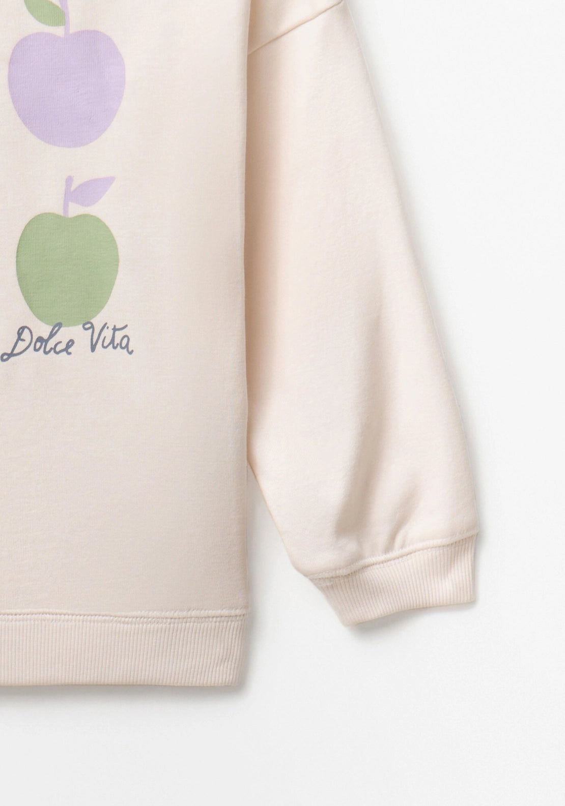 Round Neck Printed Sweatshirt - Cream