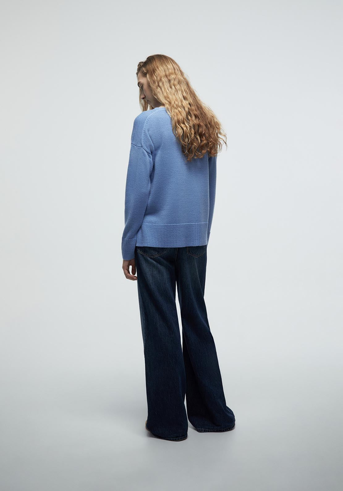 Sfera Plain Knit Sweater - Blue 2 Shaws Department Stores