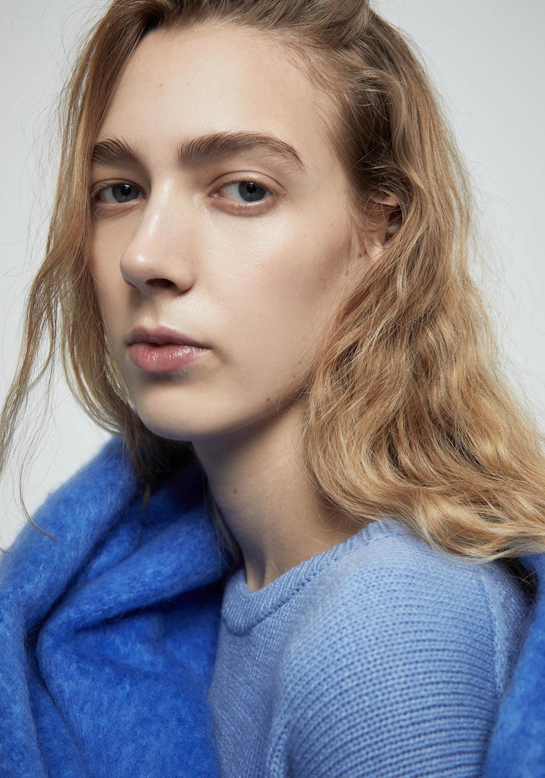 Sfera Plain Knit Sweater - Blue 3 Shaws Department Stores