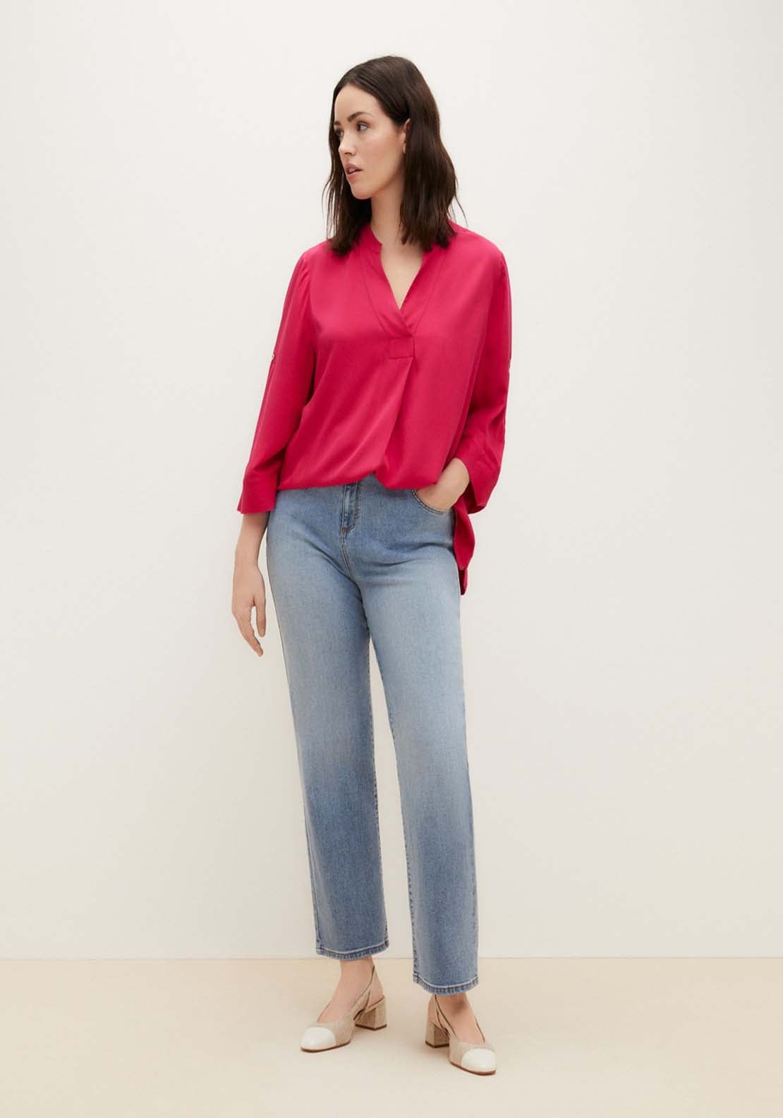 Couchel Long Sleeve Blouse - Fuchsia 3 Shaws Department Stores