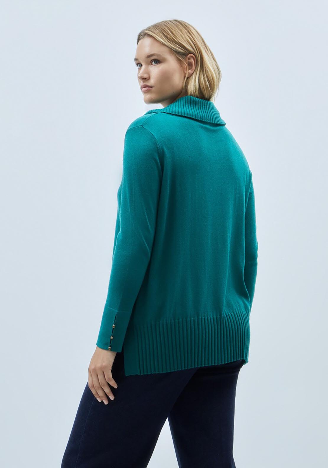 Couchel Polo Neck Knit Sweater - Green 2 Shaws Department Stores