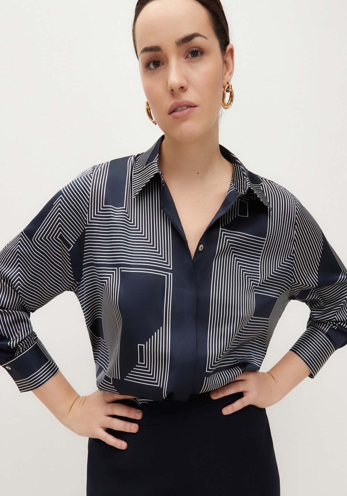 Couchel Geometric Long Sleeve Blouse 1 Shaws Department Stores