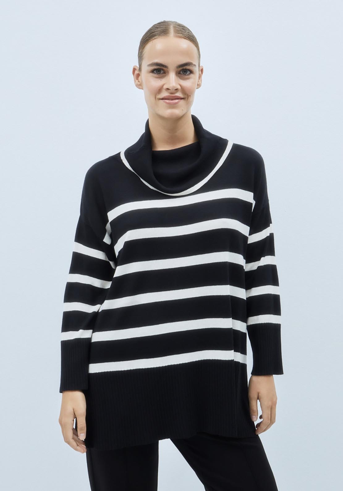 Couchel Round Collar Knit Sweater - Black 1 Shaws Department Stores