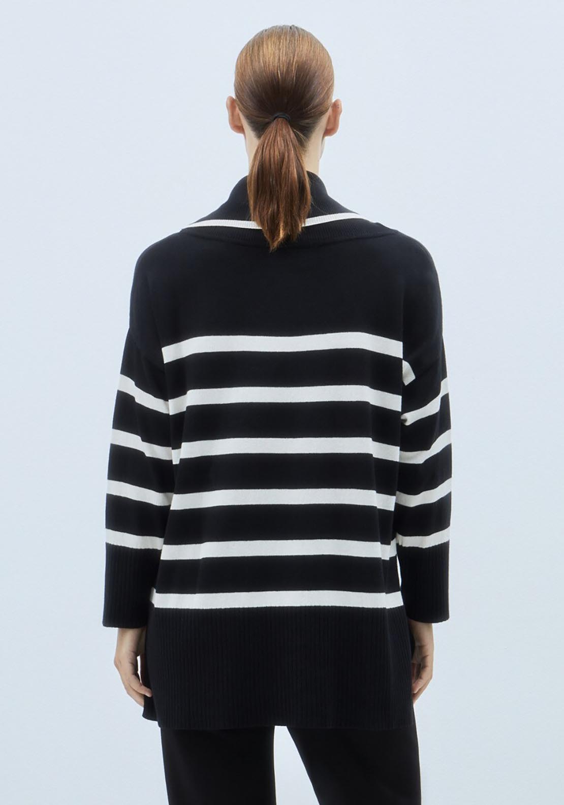 Couchel Round Collar Knit Sweater - Black 2 Shaws Department Stores