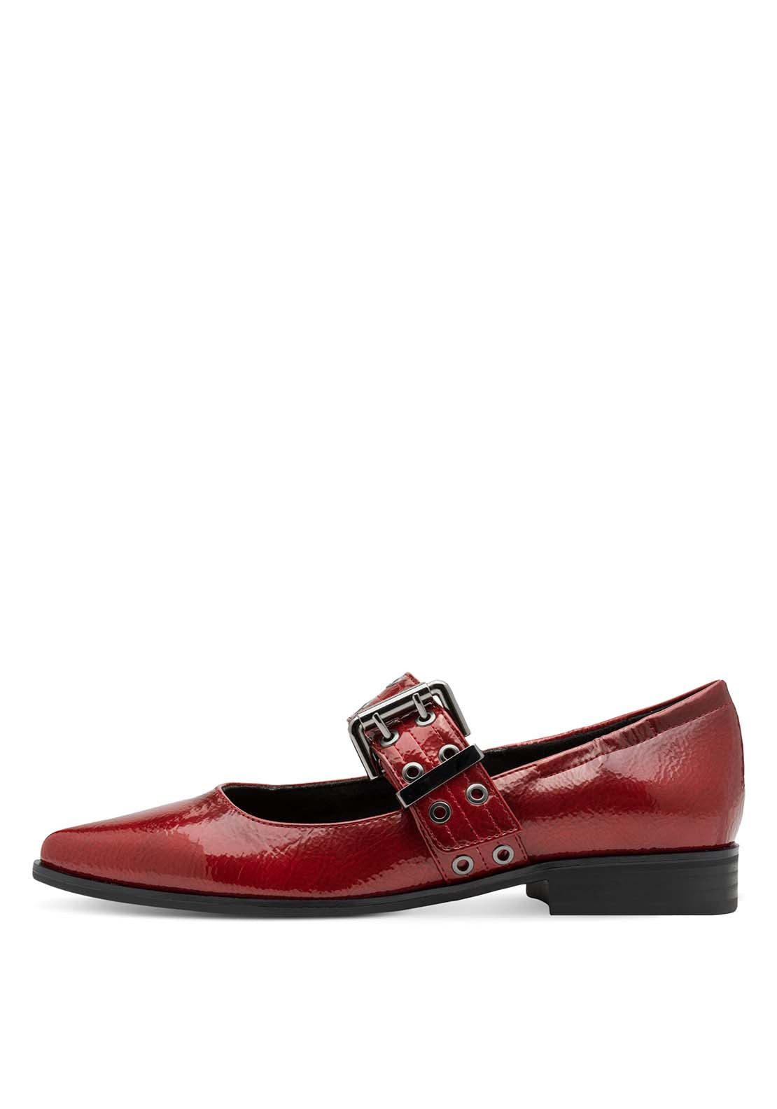 Marco Tozzi Ballet Flat With Buckle - Dk Red Pat 2 Shaws Department Stores