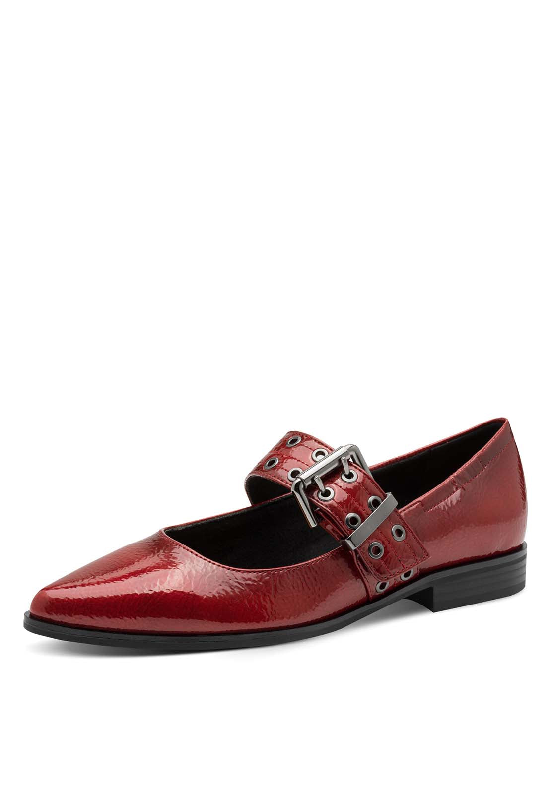 Marco Tozzi Ballet Flat With Buckle - Dk Red Pat 1 Shaws Department Stores