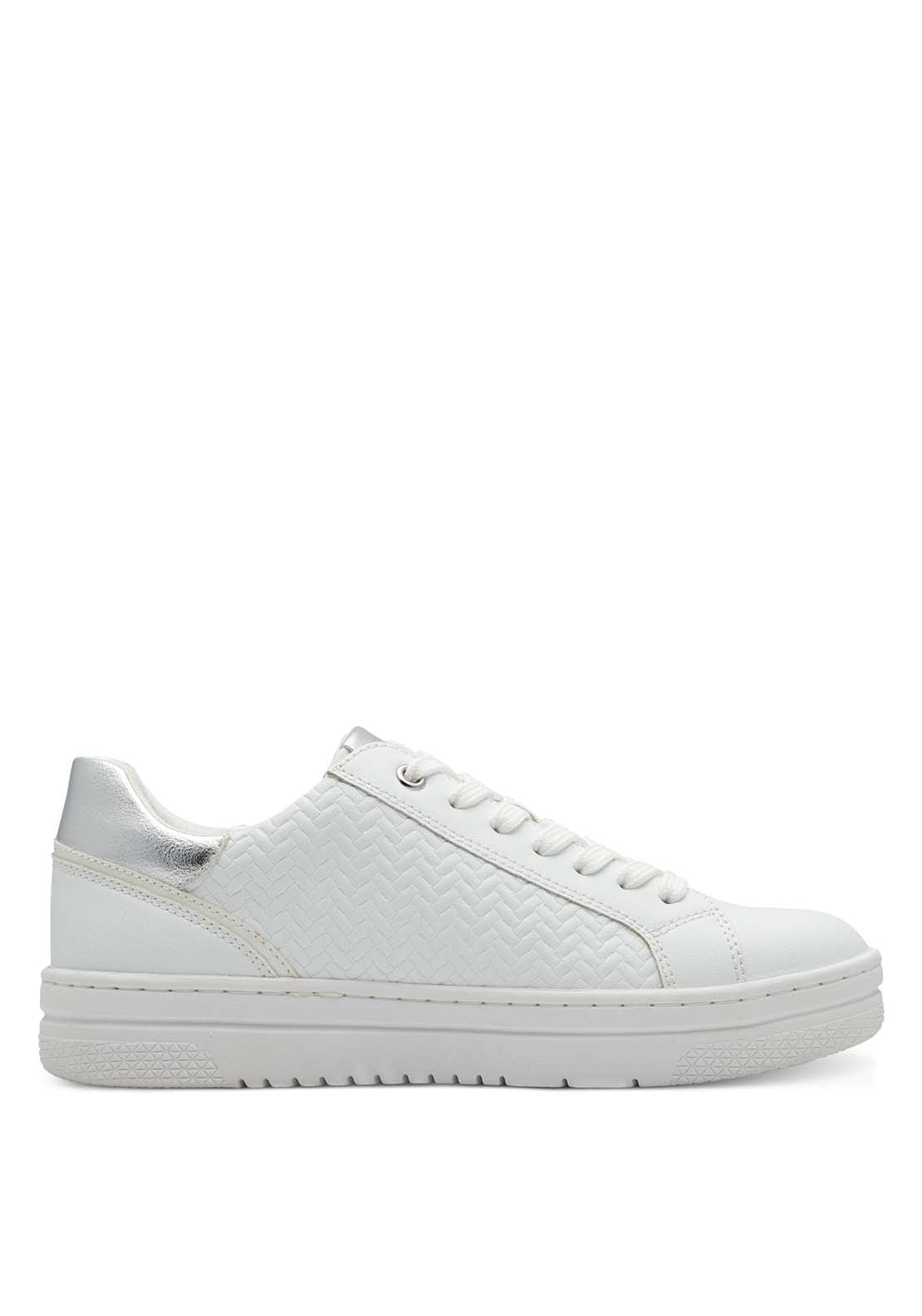 Marco Tozzi Palm Beach Flat Zip Trainer - White 4 Shaws Department Stores