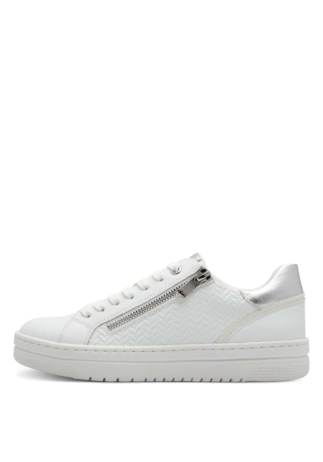 Marco Tozzi Palm Beach Flat Zip Trainer - White 2 Shaws Department Stores